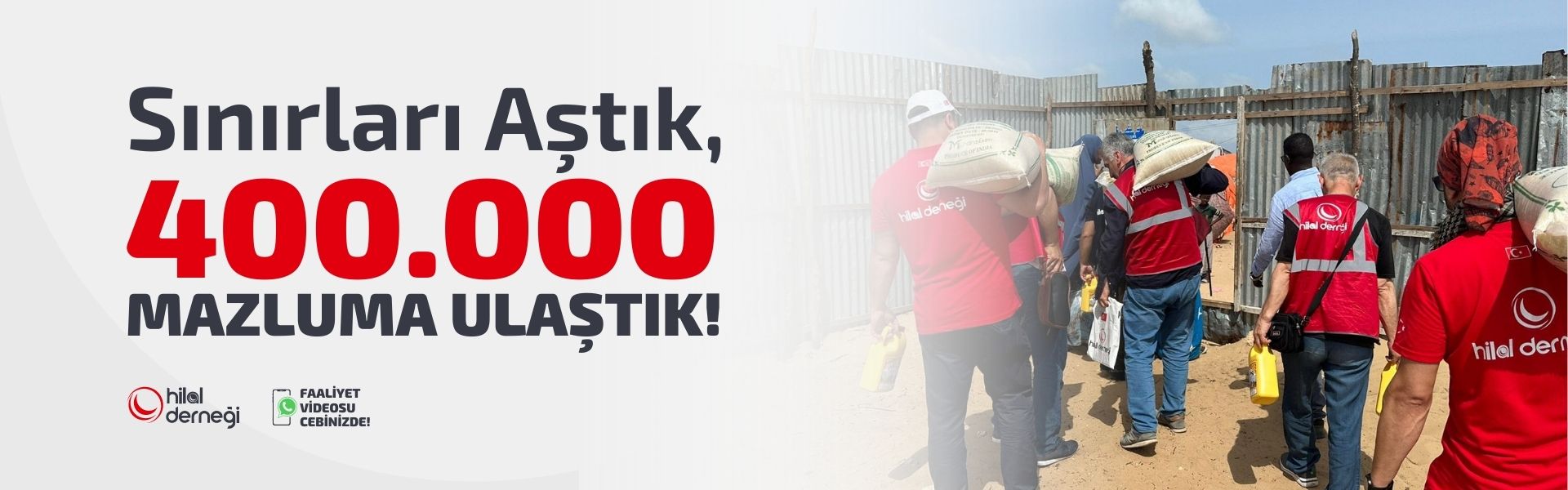 Sınırları Aştık, 400.000 Mazluma Ulaştık